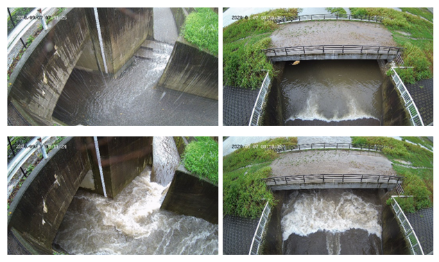 WEBカメラによる、樋管水路監視映像（洪水時）