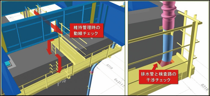図-5 維持管理空間(検査路)の確保と部材同士の干渉チェック