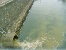 河川に汚水流出