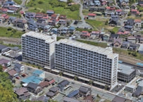 女川駅周辺の街並み(宮城県女川町)
