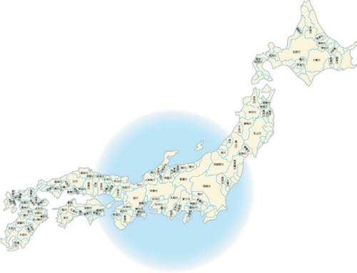 【図－ 2　流域で分割される日本列島】