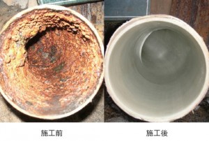 施工前後の水管橋（上水管）の状況