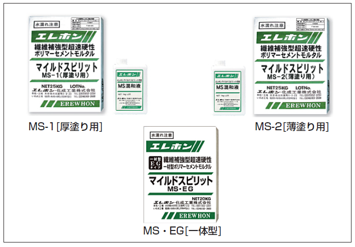 繊維補強型超速硬性無収縮モルタル マイルドスピリット荷姿