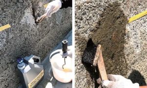 コンクリートビシャン仕上げの企業社宅の外壁改修