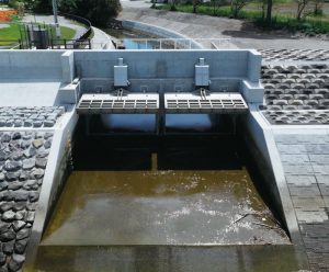 低水位時開放型フラップゲート全開状態