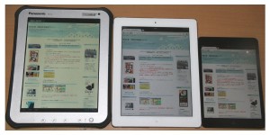 左からタフパッド、iPad Retina、iPad mini