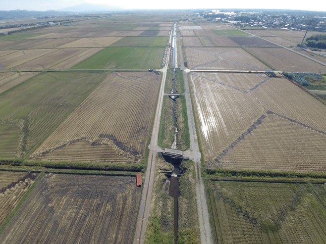 堀川排水路を上空から見渡した写真(写真: