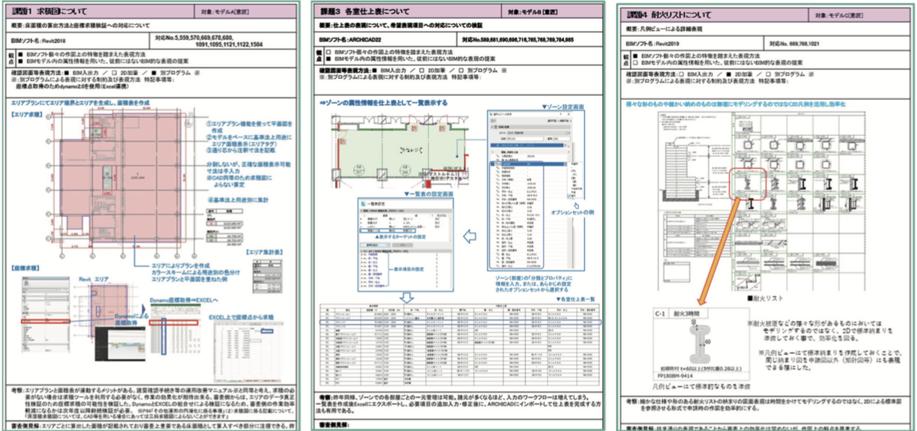 課題別検証シートの例(意匠 課題1、3、4)