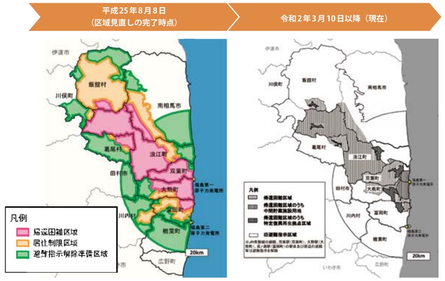避難指示区域の見直しと現状