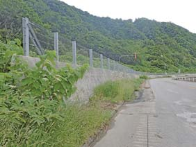 従来型落石防護柵の一例