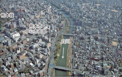 熊本市街部を流れる白川