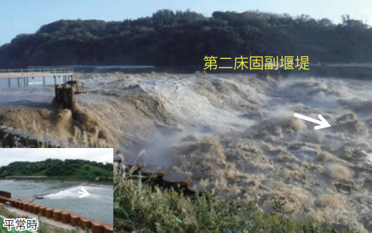 令和元年東日本台風時の第二床固副堰堤付近