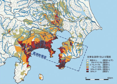 【図-1 市区町村別の住家全潰率と,全