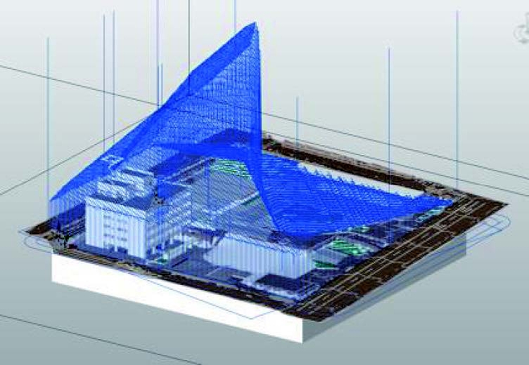 図-2　建築可能範囲のマスモデルでの可視化