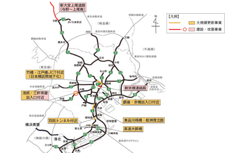 【図－ 1　大規模更新・建設・改築事業　実施箇所】