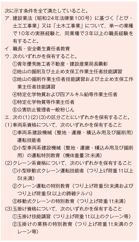 表－4　登録土質改良基幹技能者受講要件
