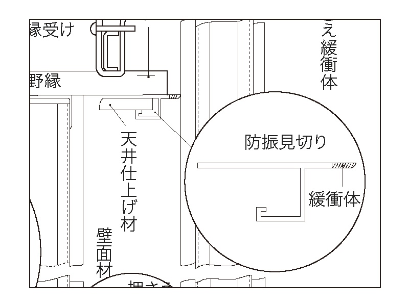 防振天井・壁下地材(65形) 防振見切りの詳細