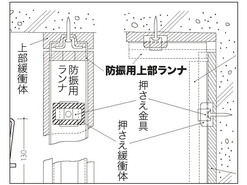 防振天井・壁下地材(65形) 防振ランナーの詳細
