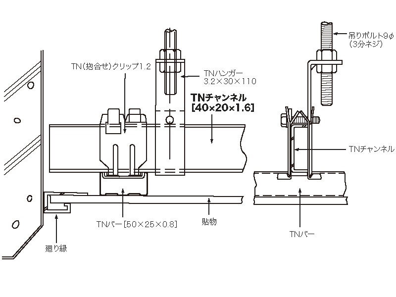 耐風圧軒天下地 TNチャンネル40の詳細