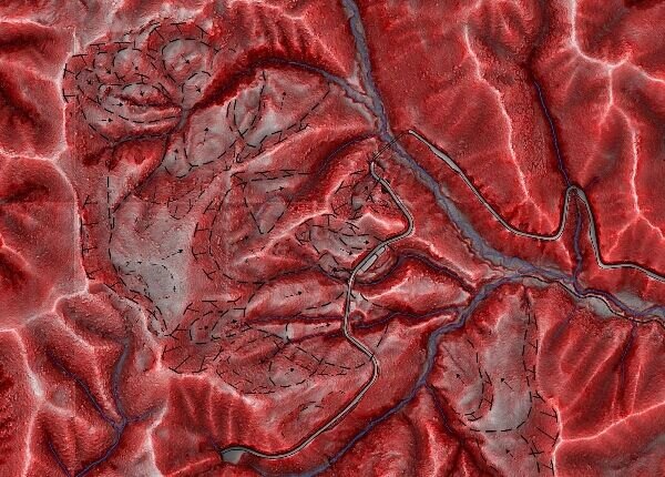 赤色立体地図の写真